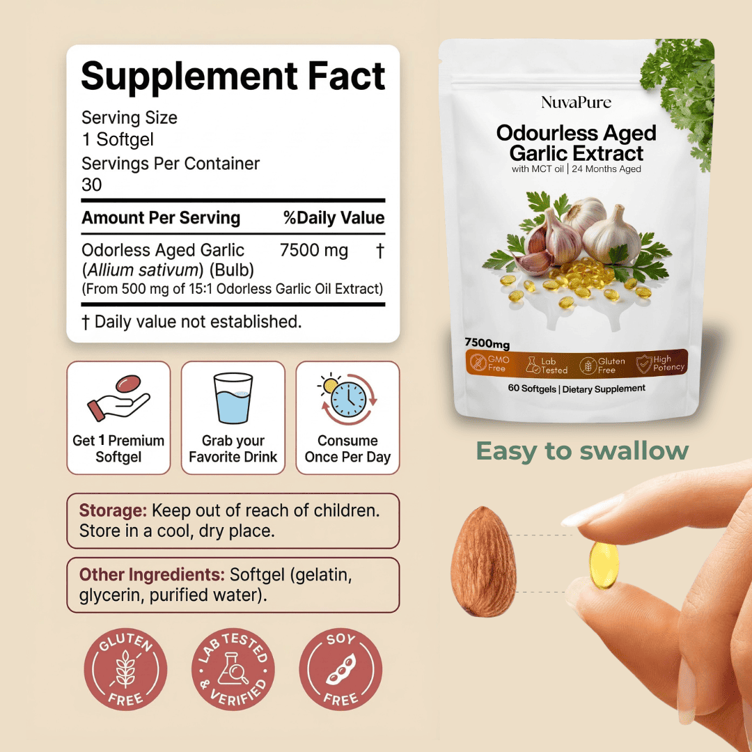 24-Month Aged Garlic Extract | Heart & Cholesterol Support Softgels