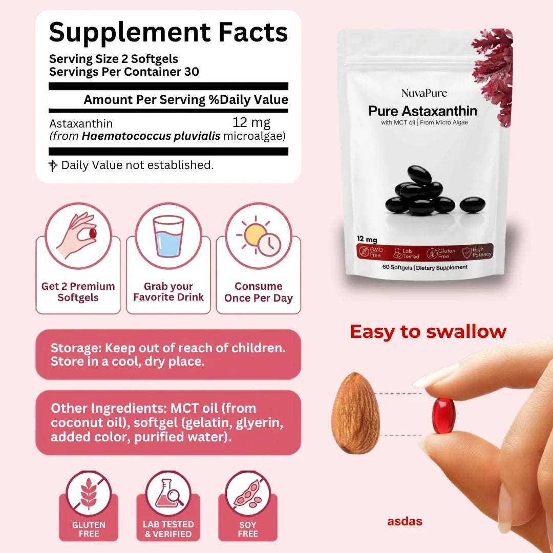 Pure 12mg Astaxanthin with MCT Oil